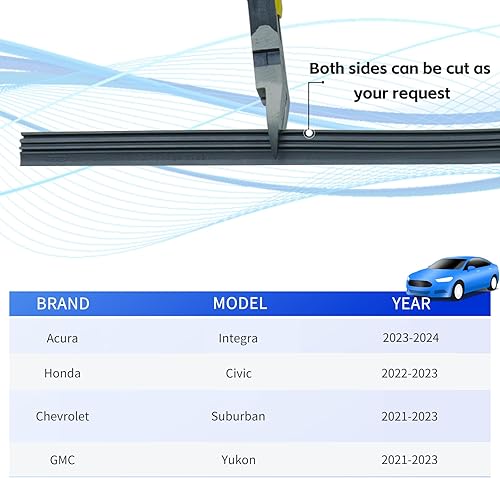 Miniatura 3 de ASLAM Repuestos de limpiaparabrisas de 0.236 pulgadas para limpiaparabrisas sin marco de 20 pulgadas, cortado al tamaño (juego de 4)