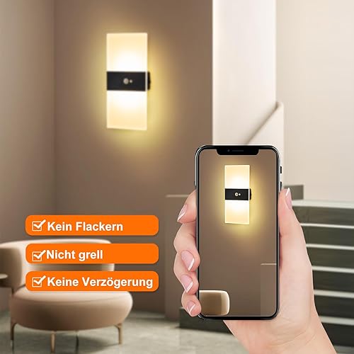 Miniatura 8 de SURPALIG Luz con sensor de movimiento, apliques de pared para interiores, 3600 mAh, funciona con pilas, recargable, luz LED magnética inalámbrica de