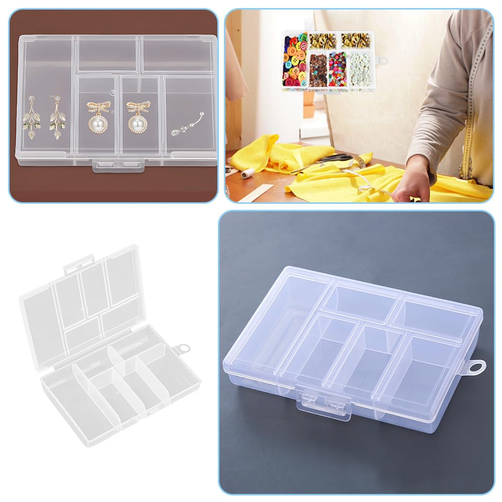 WYAN 8 Stuks Plastic doos kralenorganizer, Doorzichtige kleine opbergcontainers, Kleine Doorzichtige Plastic Container Doosjes met Gescharnierd Deksel voor kralen, sieraden, artikelen (11 * 7 * 2cm