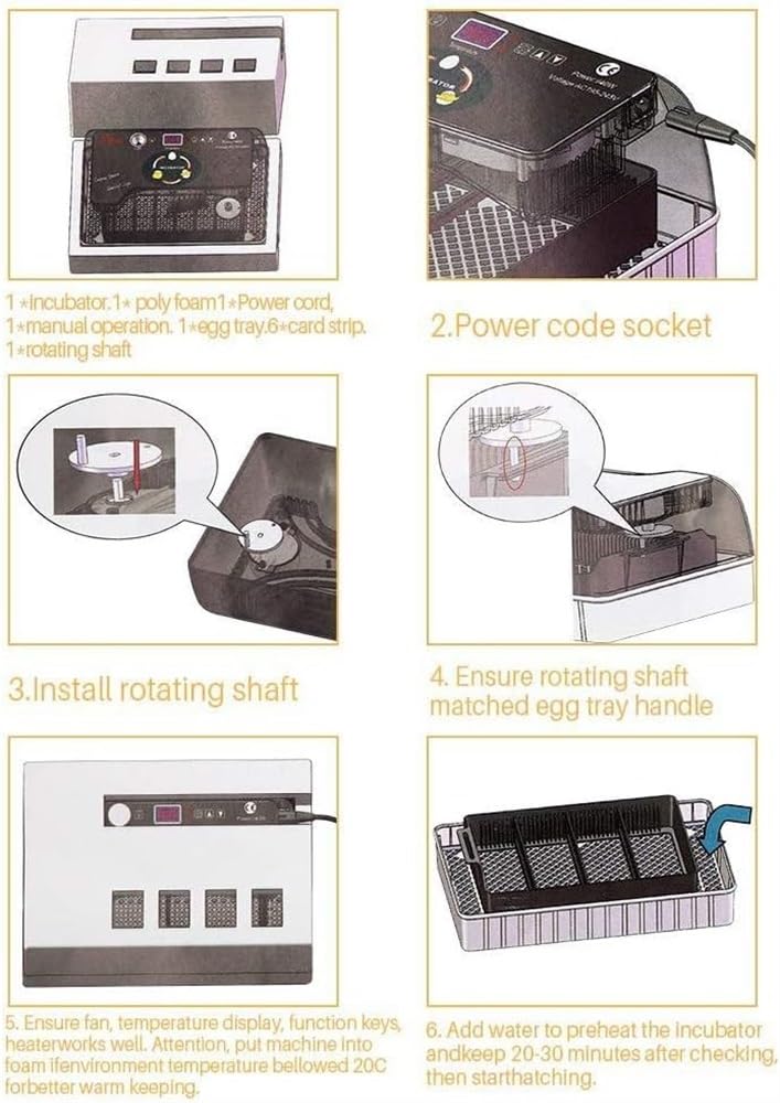 Mini Brooder 12 Inkubator do jaj Temperatura Automatyczna kontrola Wylęgarnia z cyfrowym ekranem LED Maszyna do wylęgu drobiu Narzędzie do wylęgania kaczek Inkubator dla ptaków dla kurczaka Przepiórka