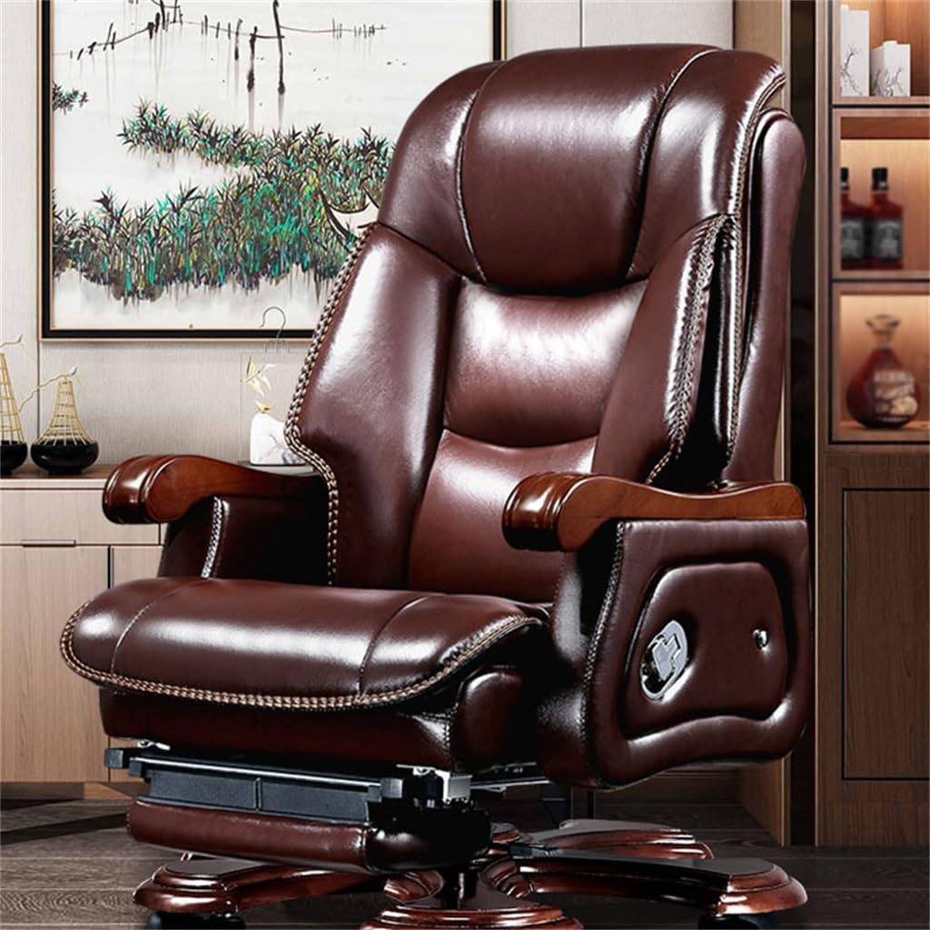 Boss ChairBusiness Presidents Office ChairMassage ChairSolid Wood Reclining Computer Chair for Home Use