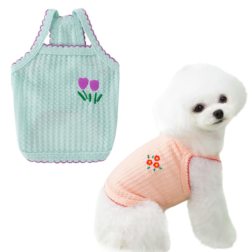 See full amazon price history chart for Qpets® 2 Pack Dog Clothes Lovely Flower Embroidery Clothes Pink & Mint Green Summer Breathable Cotton Dog Vest Stretchy Dog Clothes Sleeveless for Small Dogs, Cat (Size: M, Pink+Green) Qpets® 2 Pack Dog Clothes Lovely Flower Embroidery Clothes Pink & Mint Green Summer Breathable Cotton Dog Vest Stretchy Dog Clothes Sleeveless for Small Dogs, Cat (Size: M, Pink+Green) (B0C38S78H6) Amazon Price History, Amazon Price Tracker