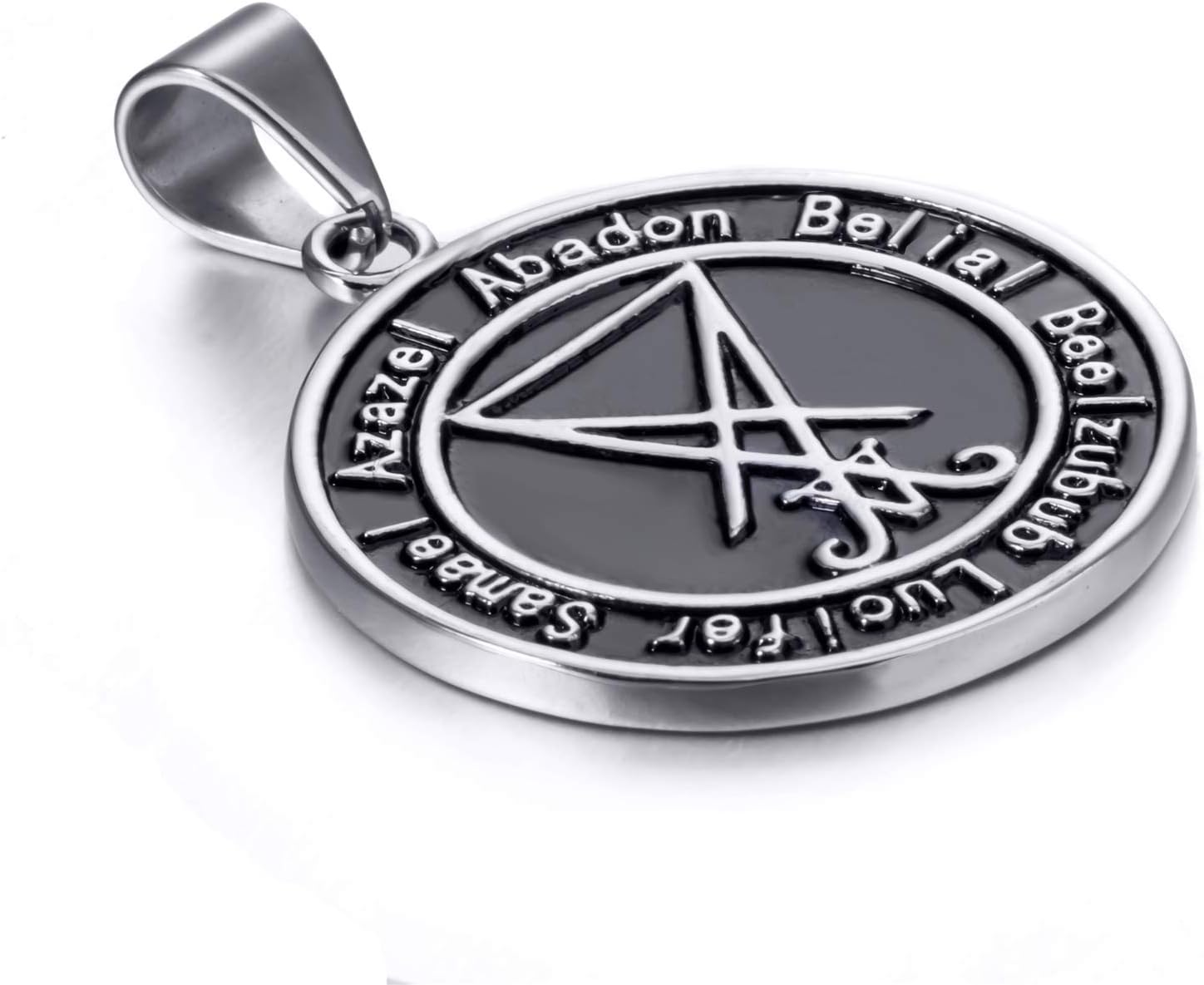 Inverted Pentagram Baphomet Goat Necklace for Men Sigil of Lucifer Satan Satanic Samael Lilith Symbol Both Sided Stainless Steel Pendant Chain, Black Red - Image 5
