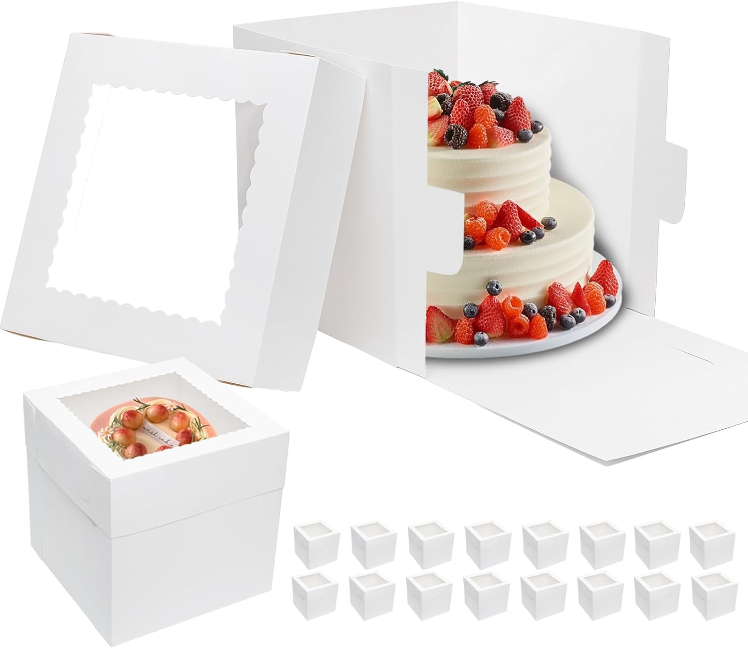 Amazon.com: Mcfleet 16pcs Tall Cake Boxes 10x10x10 Bakery Boxes for ...