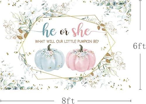 Miniatura 10 de Fondo de fotografía de calabaza de otoño de 7 x 5 pies, diseño de calabaza para baby shower, fondo de fotografía de hojas de eucalipto para niño o