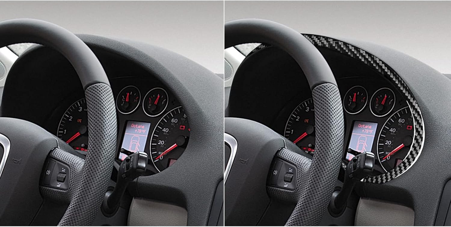 Car Carbon Fiber Accessories Speedometer Tachometer Surround 2PCS Protective Cover Sticker Anti-Scratch Compatible with Audi A3 S3 2006 2007