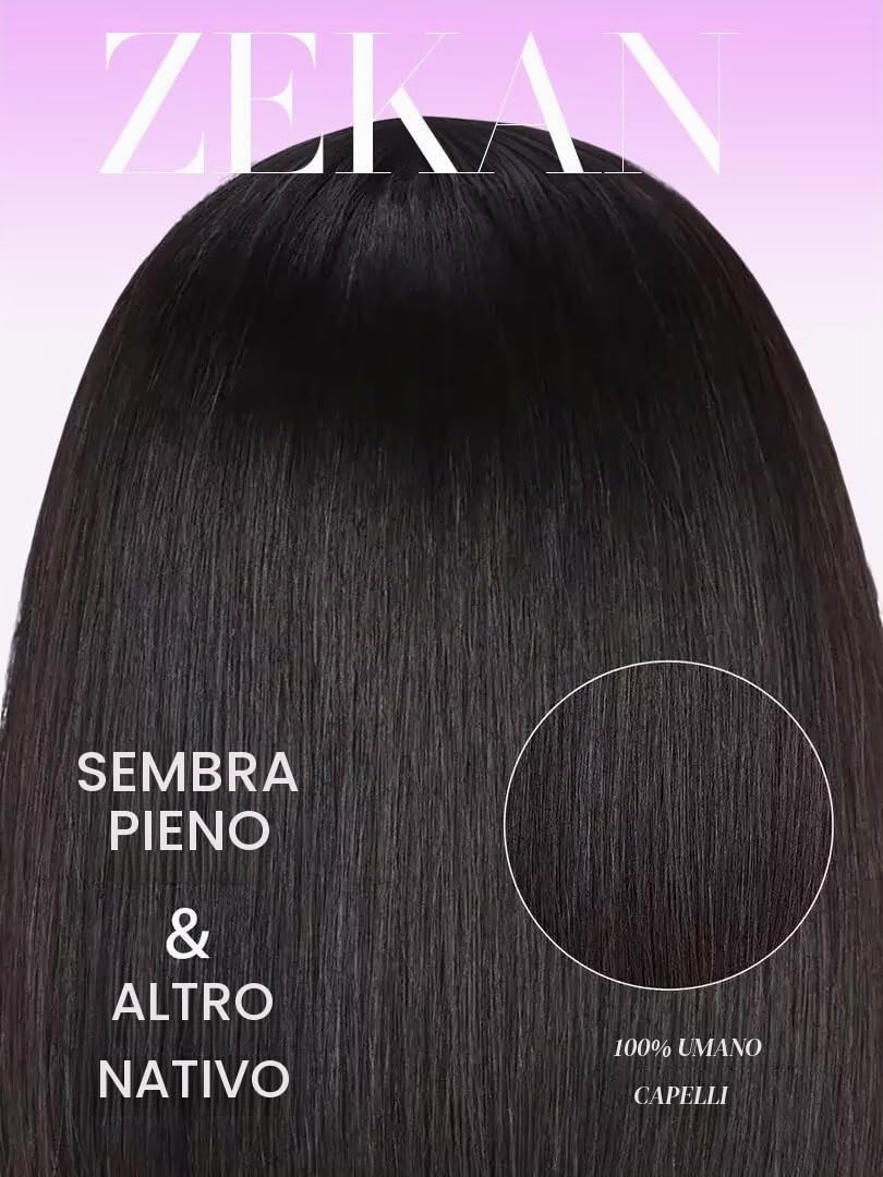 Parrucca Donna Capelli Veri Umani Straight Human Hair Wigs With Bangs No Lace Front Wig Human Hair Nera Parrucca Donna Diritta Con Frangia 12 Pollici