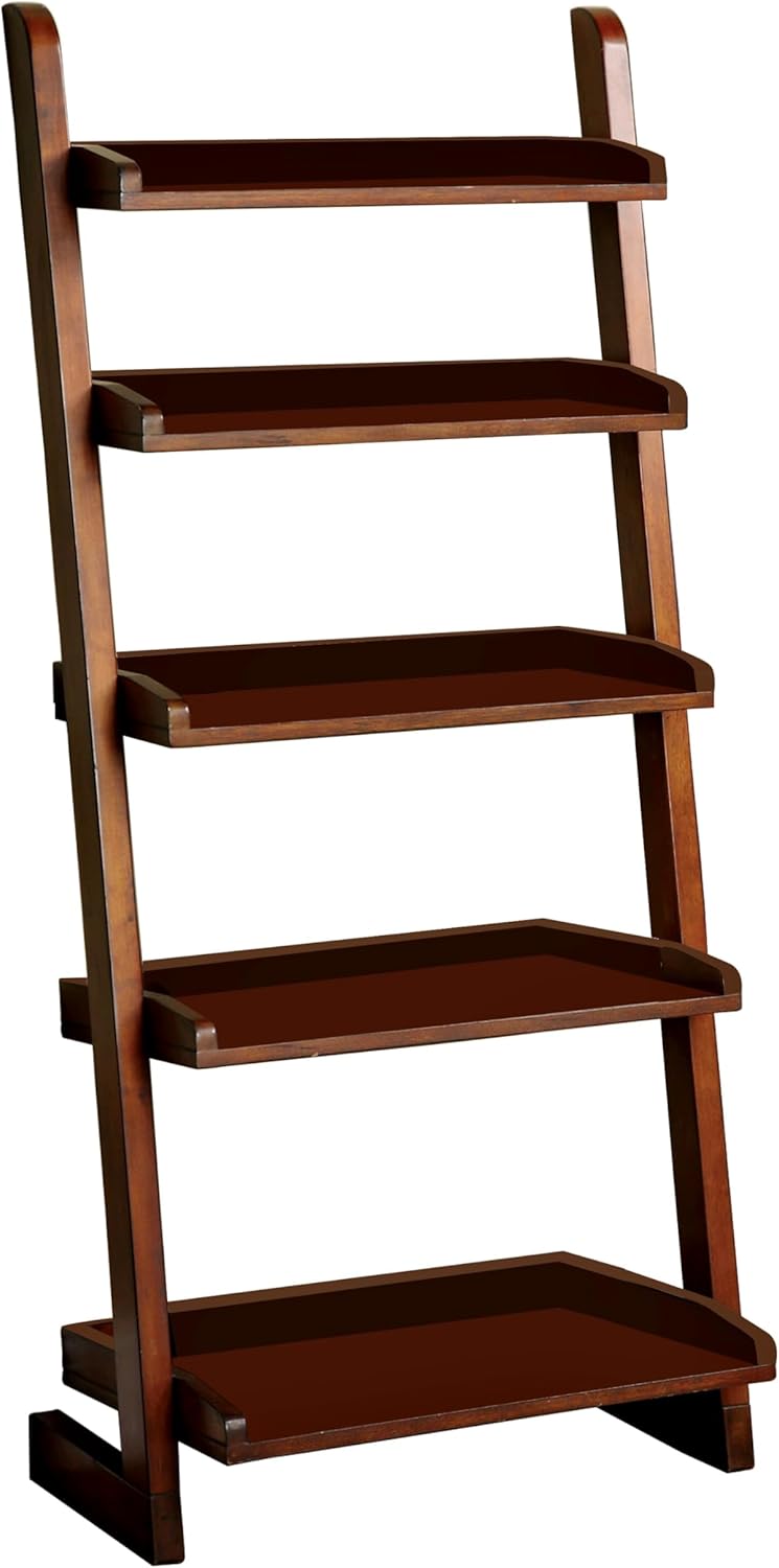 GOWE Stylish Transitional Ladder Shelf with 5-Shelves for Display, Oak