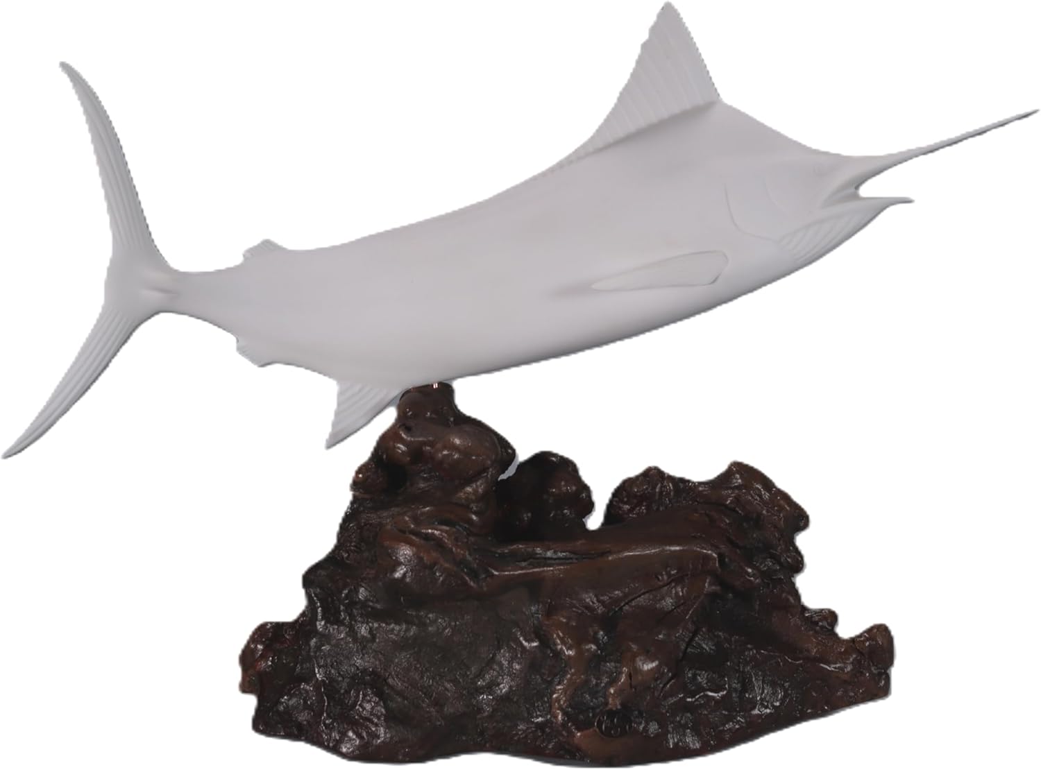 Marlin by John Perry Pellucida Sculpture 18 inches Long on Polished burlwood Base. Signed.