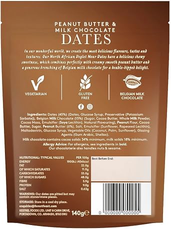 Forest Feast Chocolate Covered Dates 6 Bags - Dried Dates Dipped in Belgian milk chocolate delicious snack in 3 flavours, Peanut Butter, Pistachio and Salted Caramel