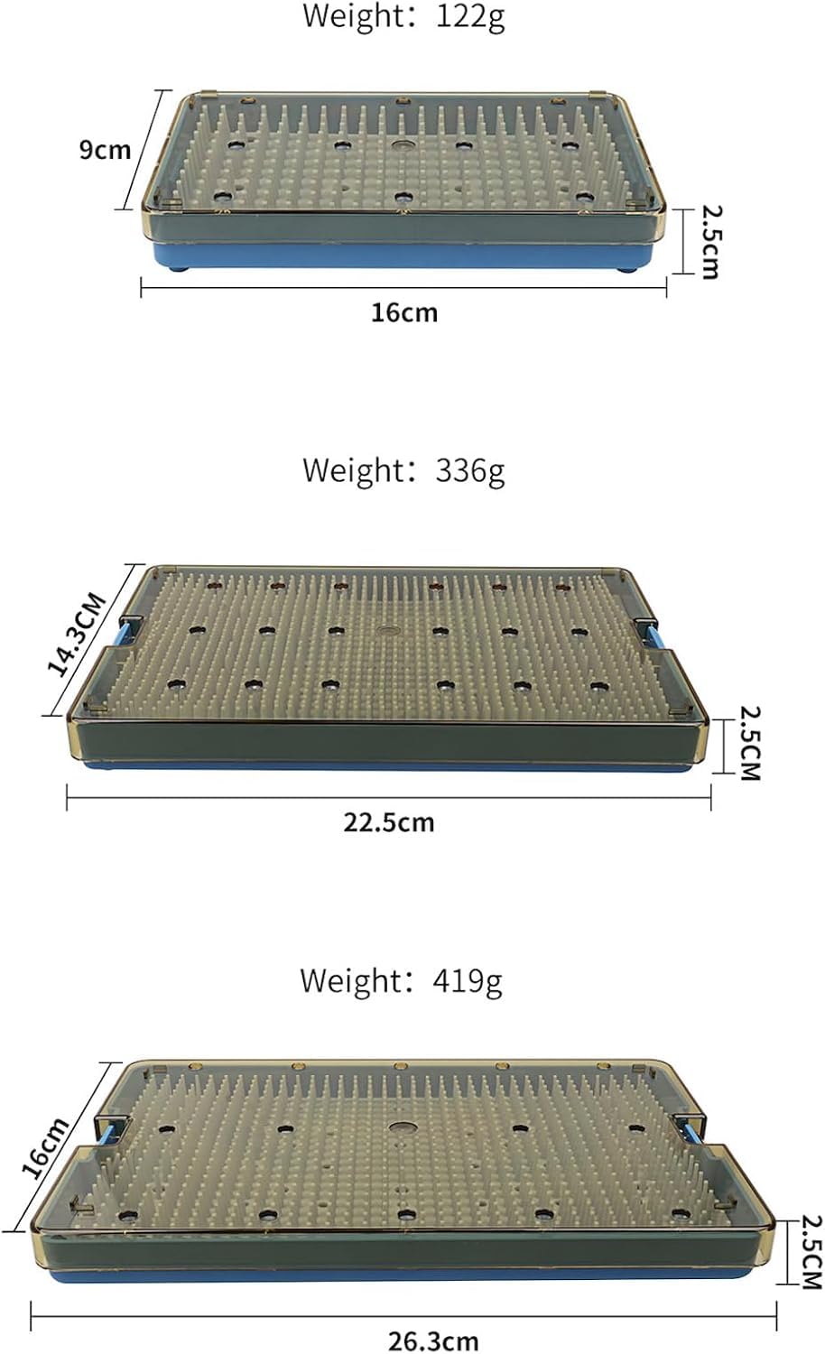 L/M/S Caja de almacenamiento de instrumentos autoclavable para instrumentos con bandeja de esterilización con alfombrilla de silicona (L)