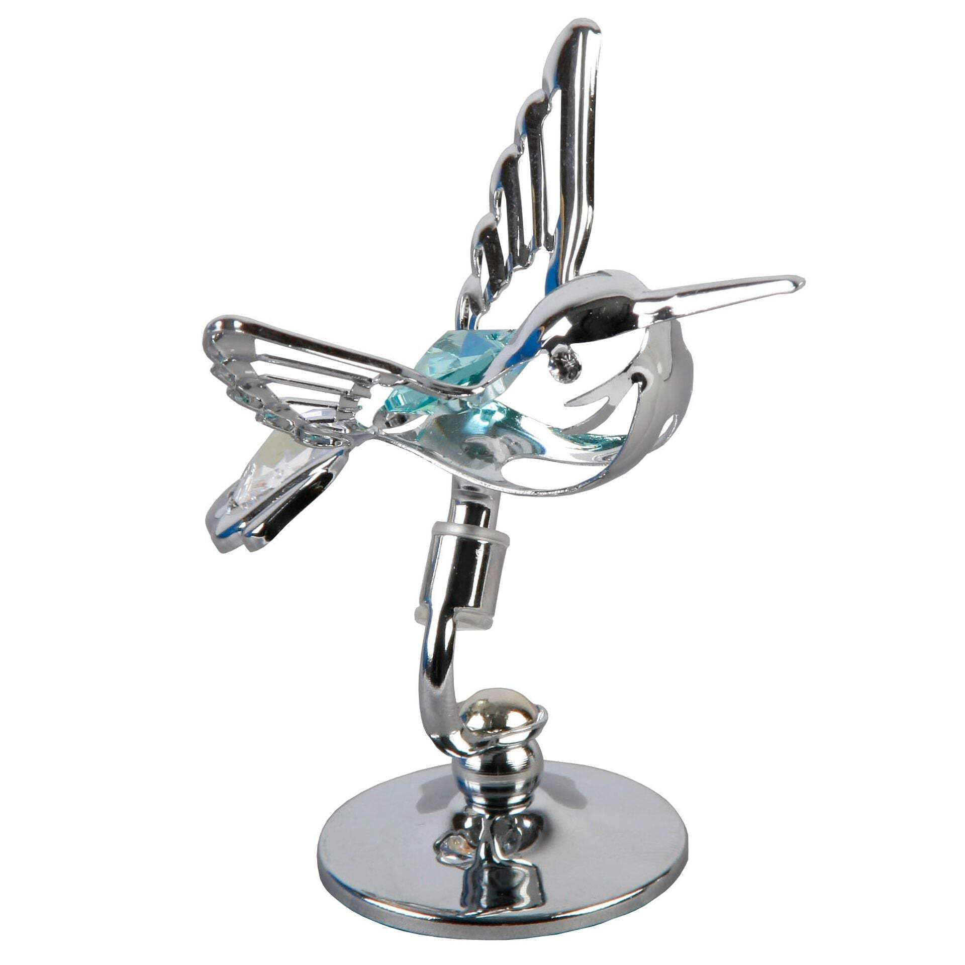 Crystocraft Silver Chrome Plated Hummingbird Ornament With Crystal From Swarovski®