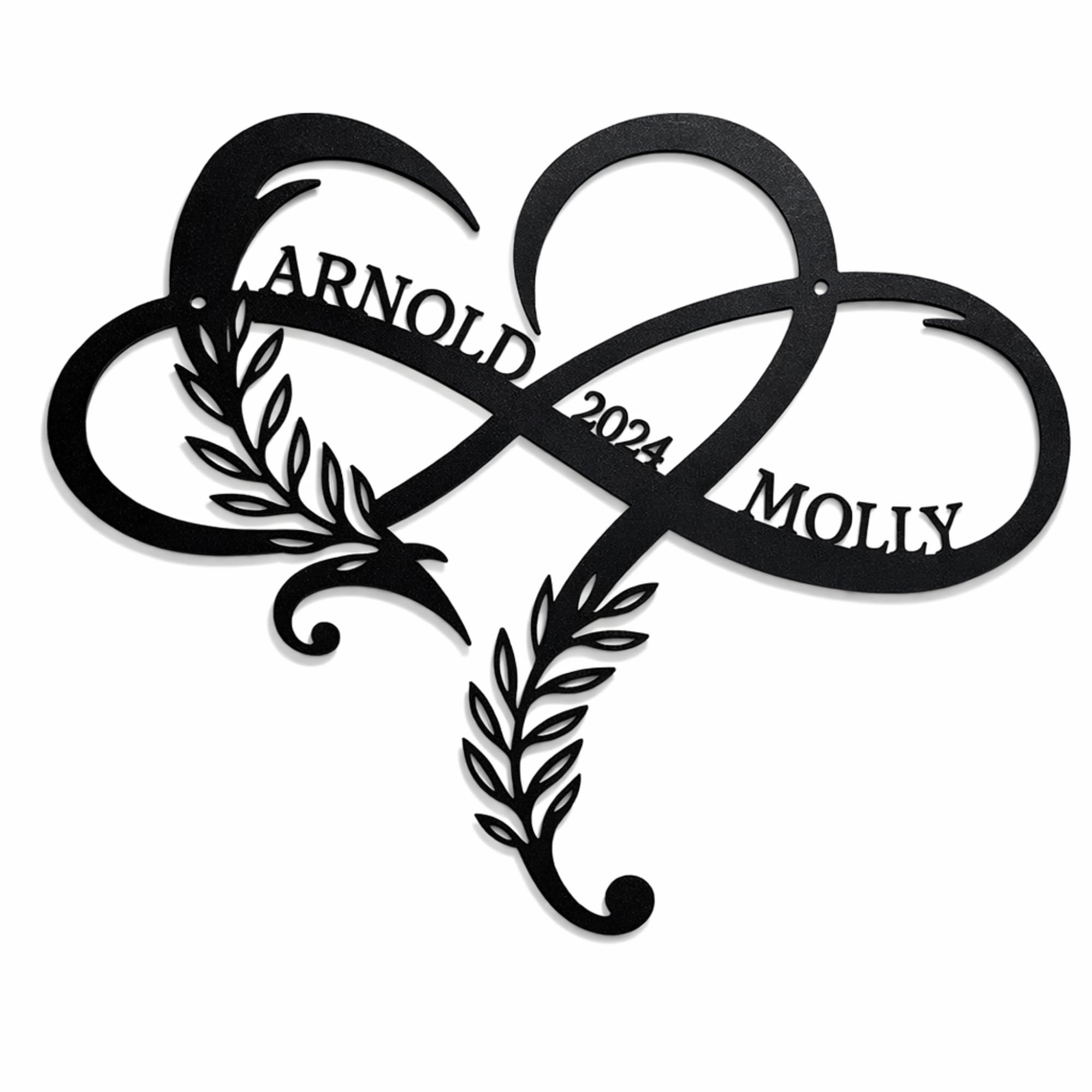 Personalised Infinity Sign Custom Heart Ornament Metal Wall Art