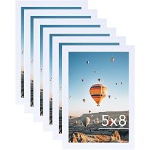 JCJMY 5x8 Picture Frame Set of 6 White for Wall Hanging or Tabletop- Wall Mounting Horizontally or Vertically, 5 x 8 Wall Gallery Poster Photo Frames for 5 by 8 Photo,6 Pack, White