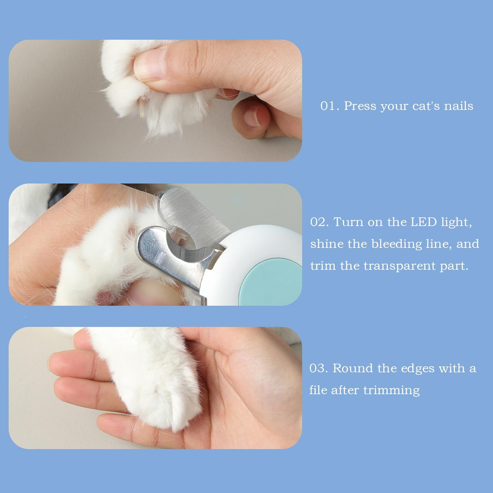 Nagelschere, Krallenknipser for Welpen mit Licht – glättendes Fellpflege-Werkzeug for kleine Tiere, Kaninchen, Vögel, Kätzchen, for den Heimgebrauch