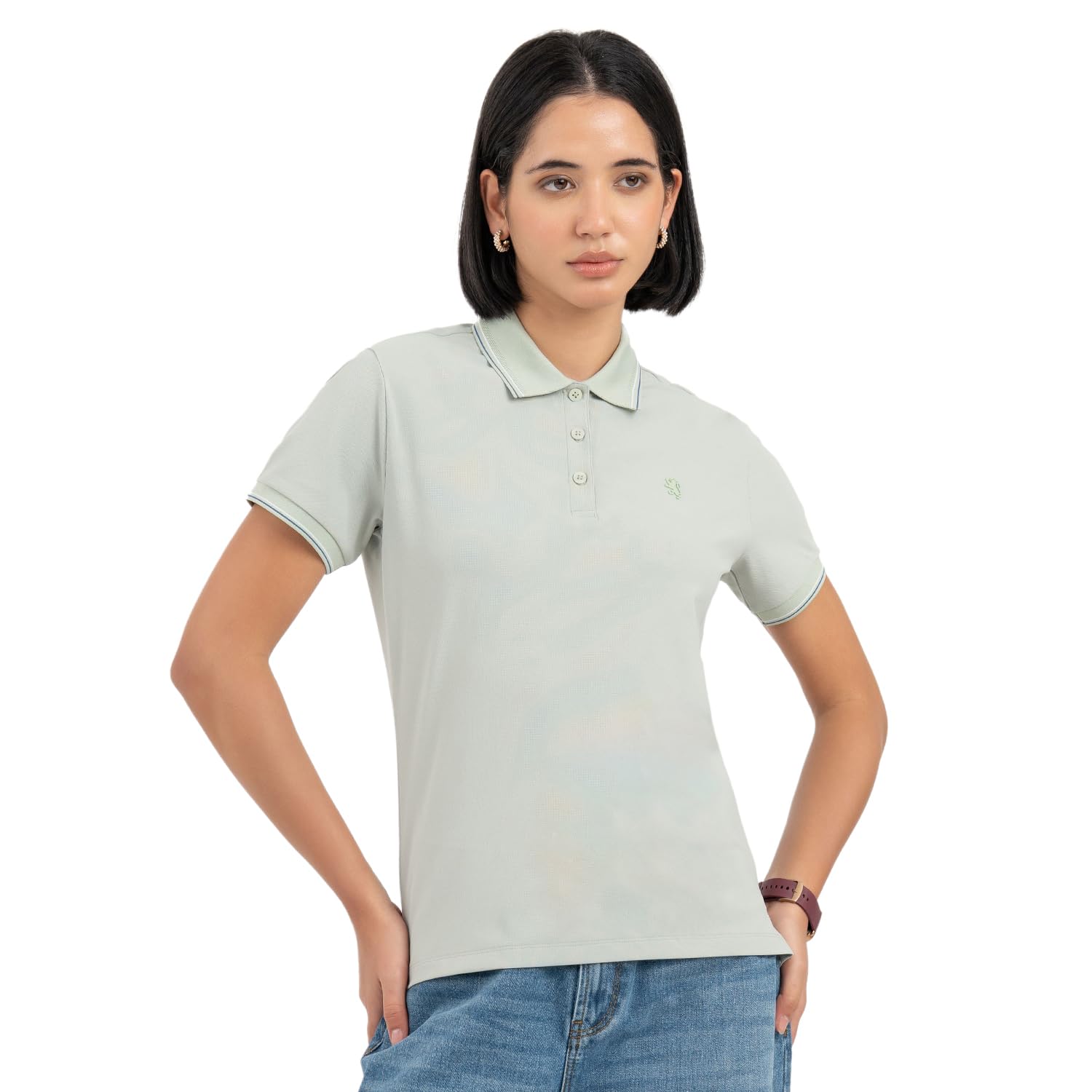 red tape Light Green Polo T-Shirt for Women-picture-21