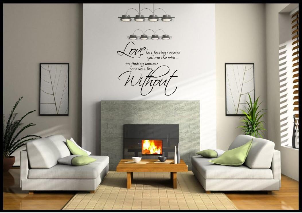 Wall Sticker Quote Love Home Decal Mural Decorative Bedroom Lounge Kitchen, Charcoal Gloss, 50cm x 60cm