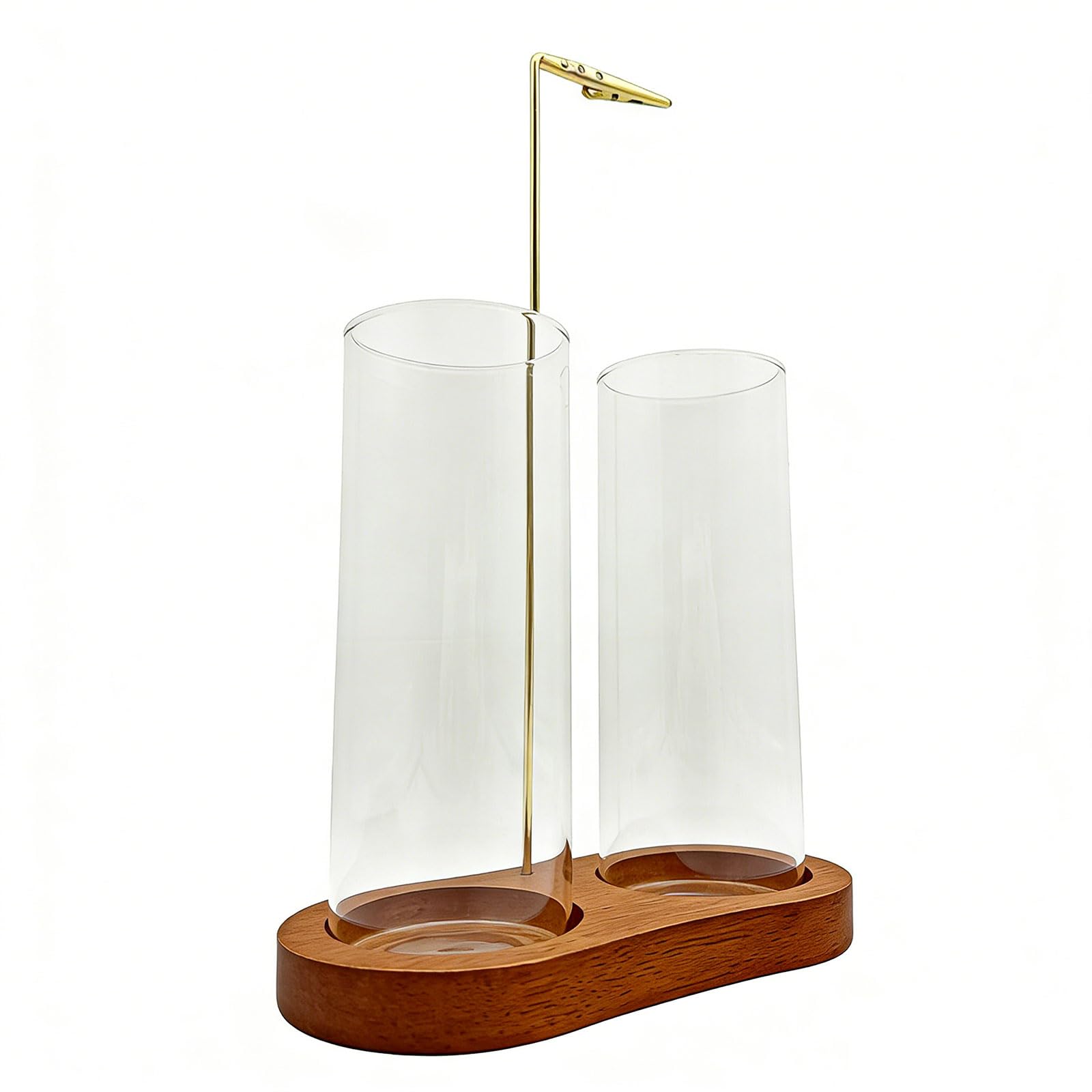 JSGHGDF Contemporary Double Layer Glass Holder with Wood Base for Relaxation Feng Shui Scent Stove