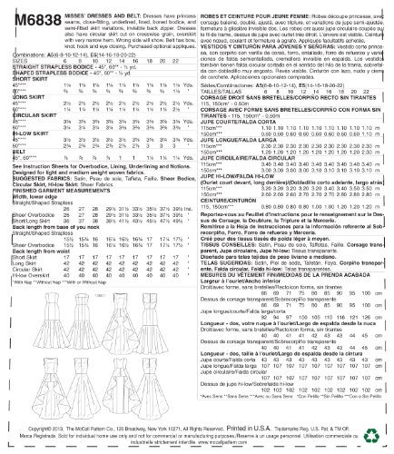 Mccall Pattern Company M6838 Misses' Dress Sewing Template, Size E5 #TOP6