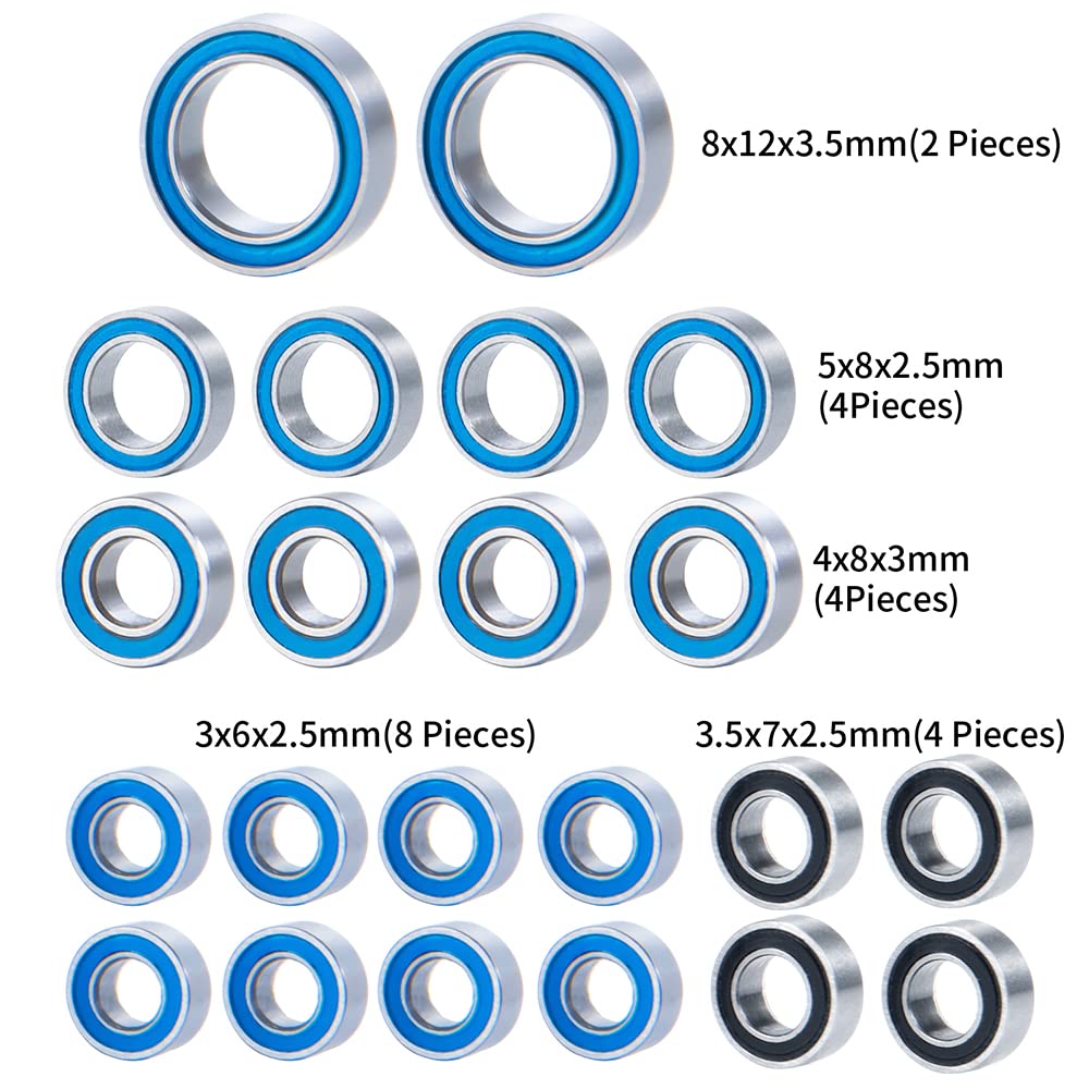 MOHERO 22Pcs TRX4M Sealed Bearing Kit Ball Bearings Set for 1/18 Bronco Defender RC Crawler Car Upgrade Part