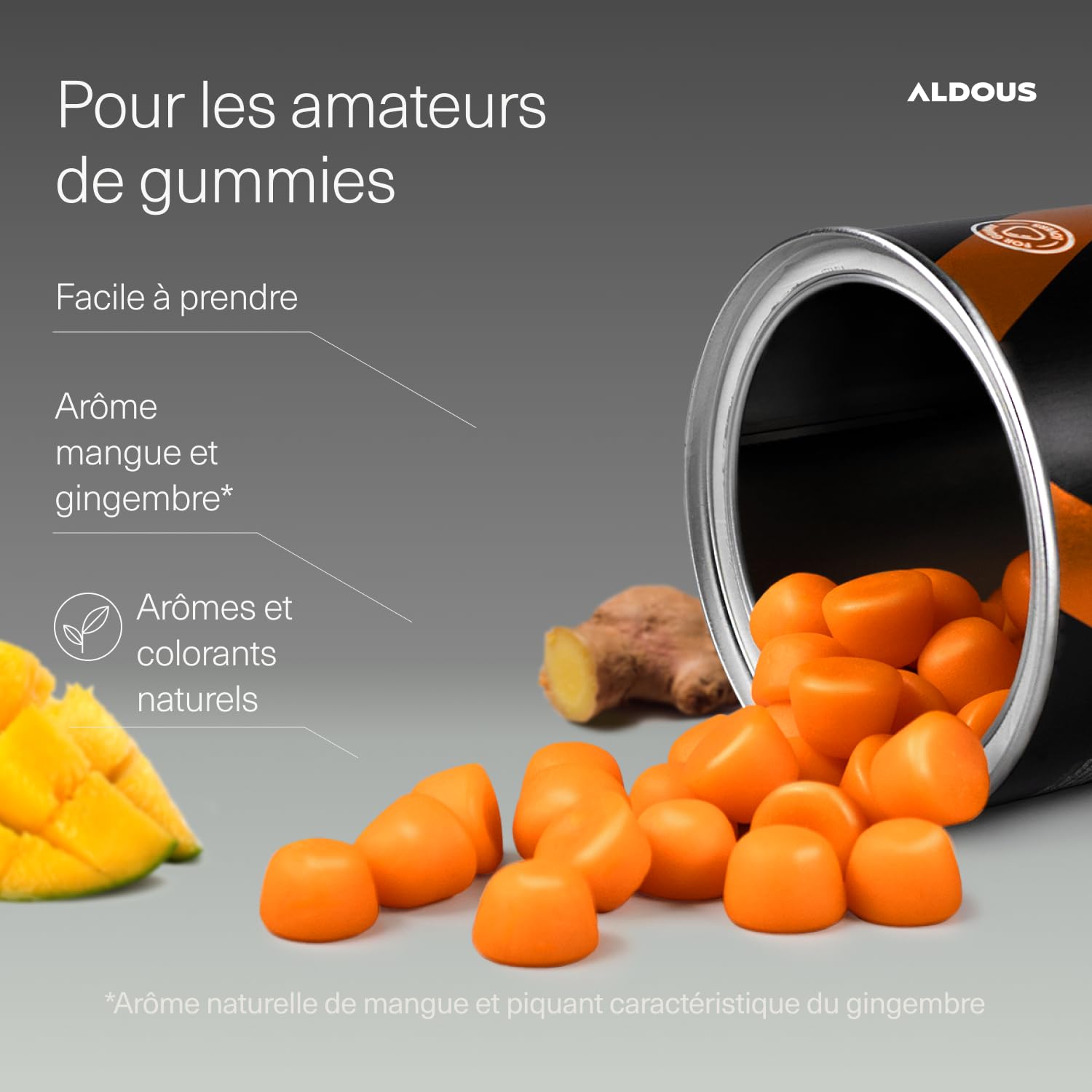 Curcuma avec Gingembre et Poivre Noir + PROBIOTIQUES - 2500mg - 120 gommes - Goût Naturel de Mangue Épicée - Antioxydant, Anti-Inflammatoire - Curcumine, Curcuma Gingembre Poivre Noir