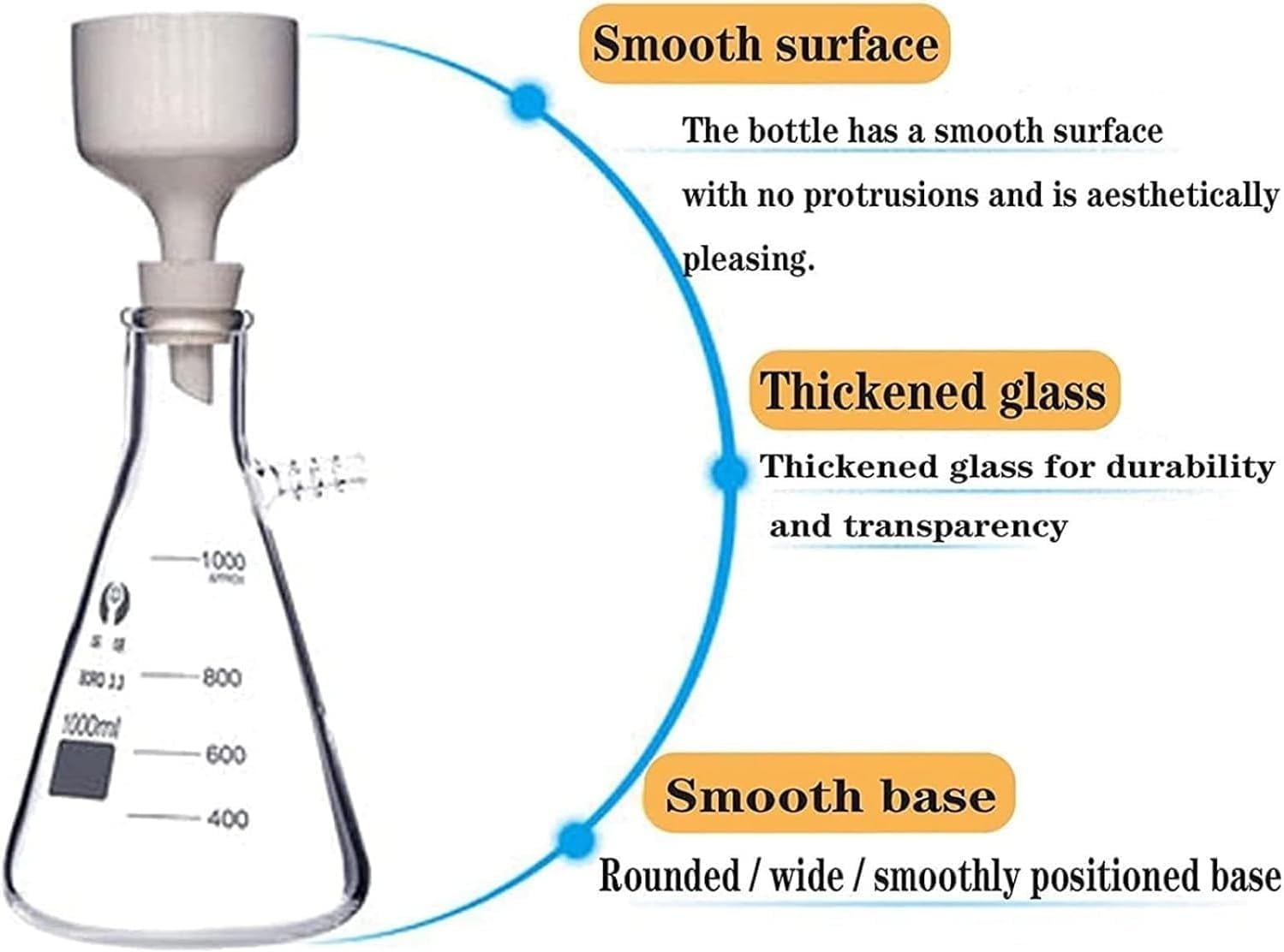 Aparato de destilación por filtración al vacío de laboratorio, filtro de succión al vacío de vidrio, con bomba manual, embudo y equipo de destilación, for uso educativo.(1000ml)