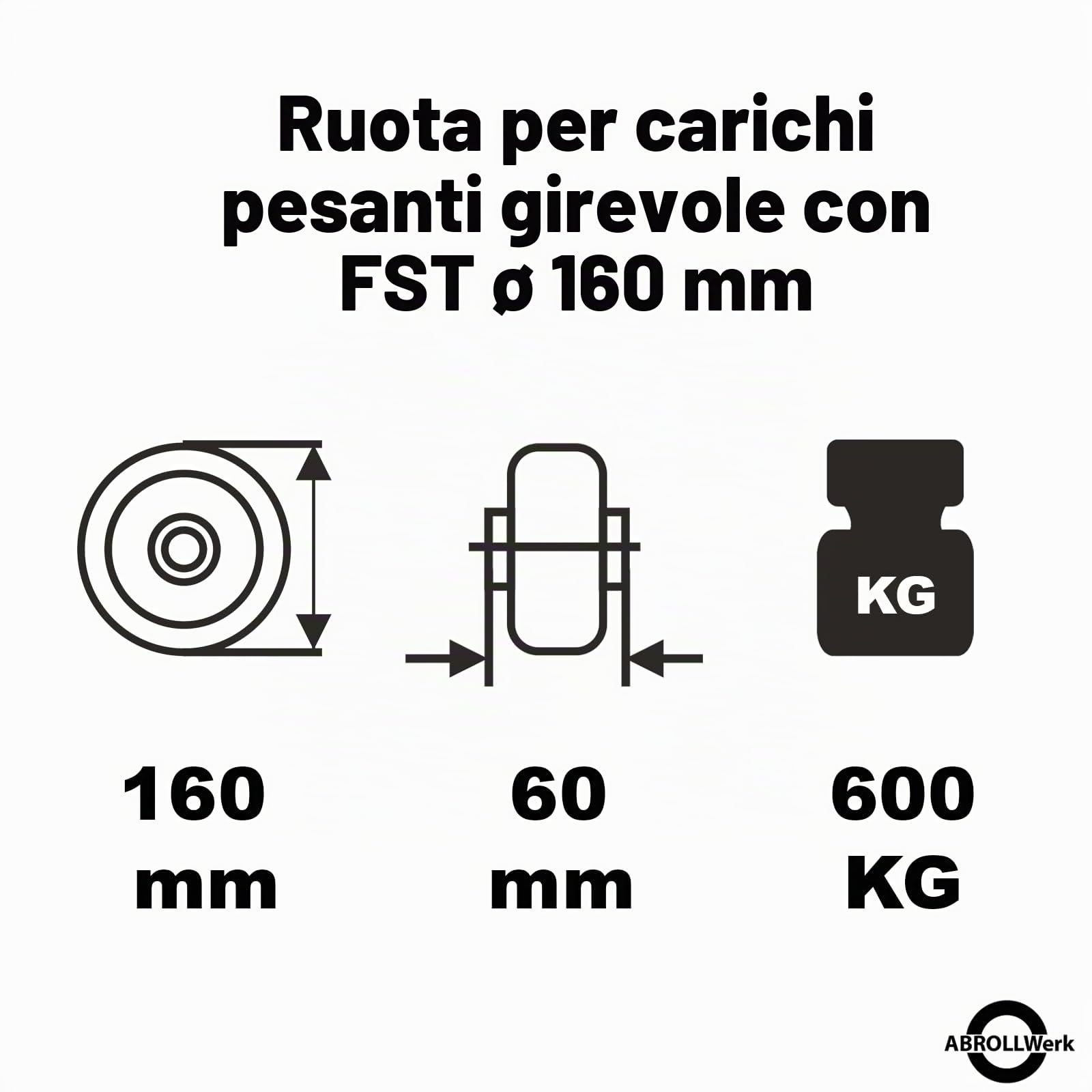 Ruota Girevole per Alte Portate Con Freno, Cerchione in Alluminio, Poliuretano, Diametro 160 Mm, Doppio Cuscinetto a Sfera, Portata Singola 600 Kg (Blu)(Ruota girevole con freno)