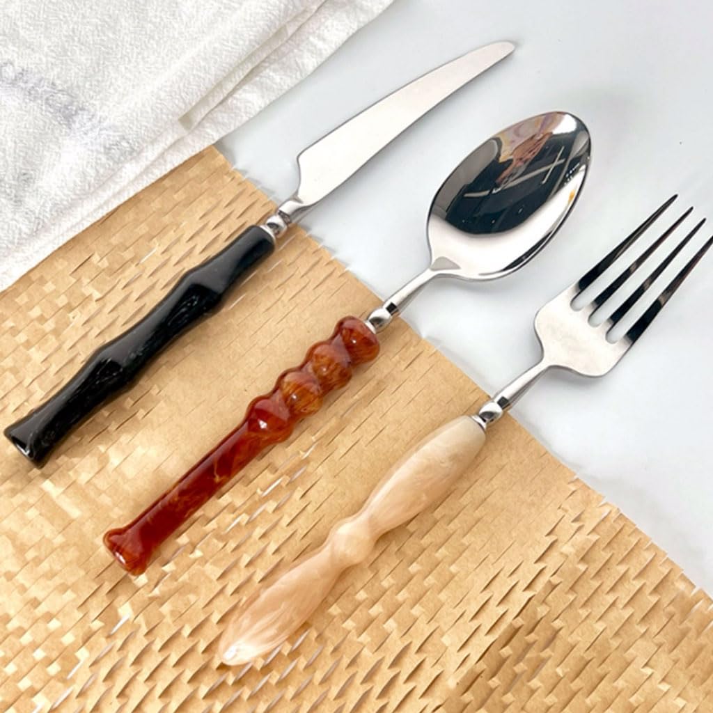 Beau Ensemble de Couverts créatifs, Ensemble de Vaisselle en Acier Inoxydable pour la Maison, Couteau, Fourchette, cuillère, ustensiles de Cuisine, argenterie polie Miroir Pratique