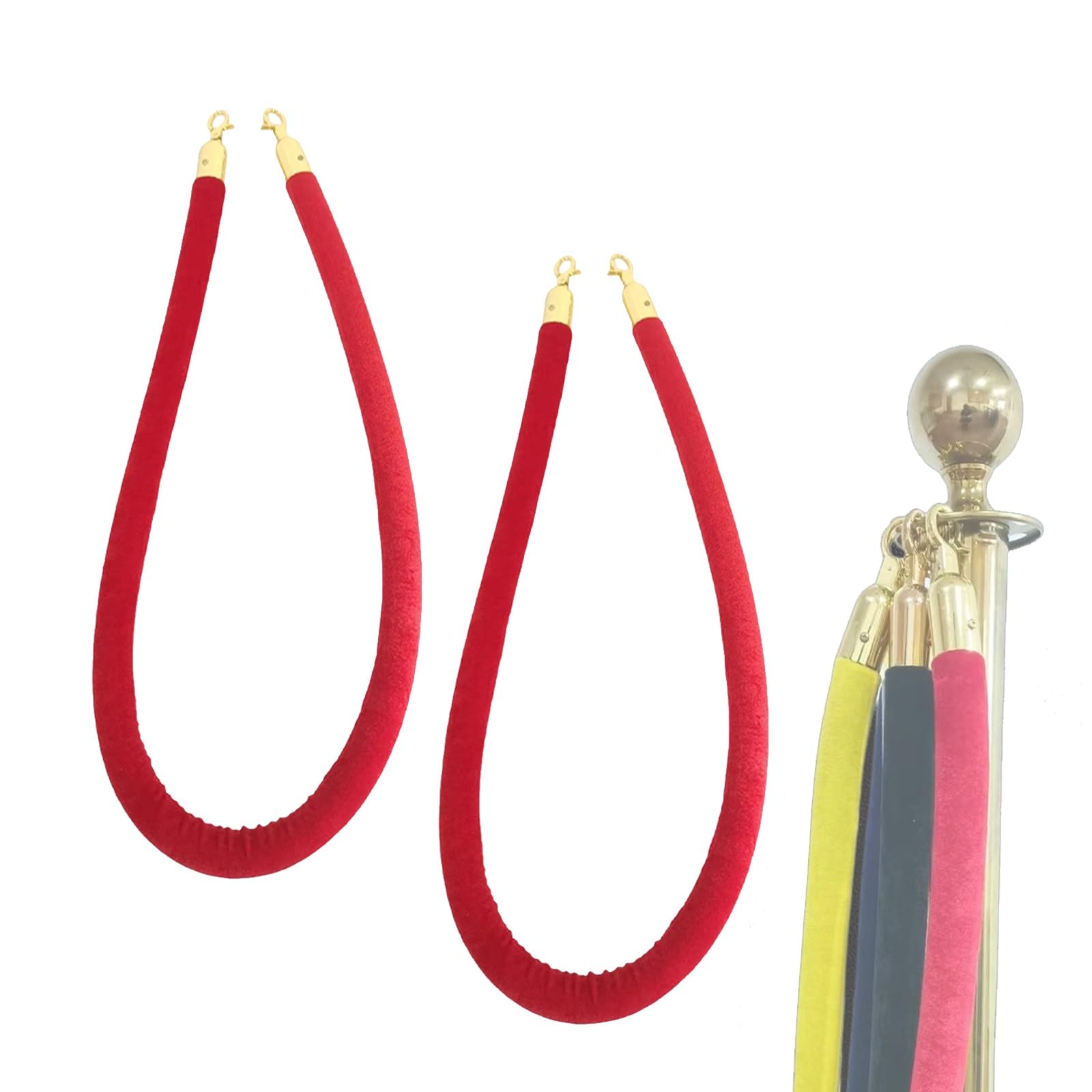 GLDYTVF Red Velvet Ropes for Crowd Control 2Pack Stanchion Hanging Cords 55in/140cm Length Ideal for Weddings Hotels Parties Events Queue Management