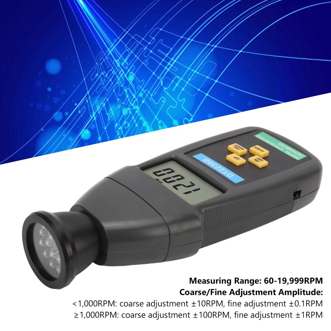 DT2239B LCD cyfrowy stroboskop ręczny tachometr flash 60-19 999 obr./min konstrukcja bezdotykowa