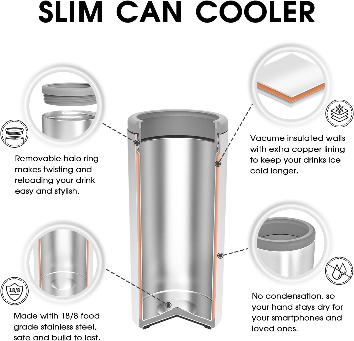 TILUCK Skinny Can Cooler - Easy to Use
