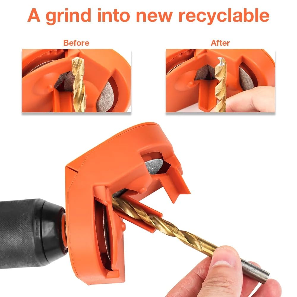 Lagnlnaoy 2-16mm Multipurpose Drill Bit Grinding Sharpener,Electric Impact Drill Knife Sharpener,Disposable Double-sided Polishing 4 matching grinding wheels