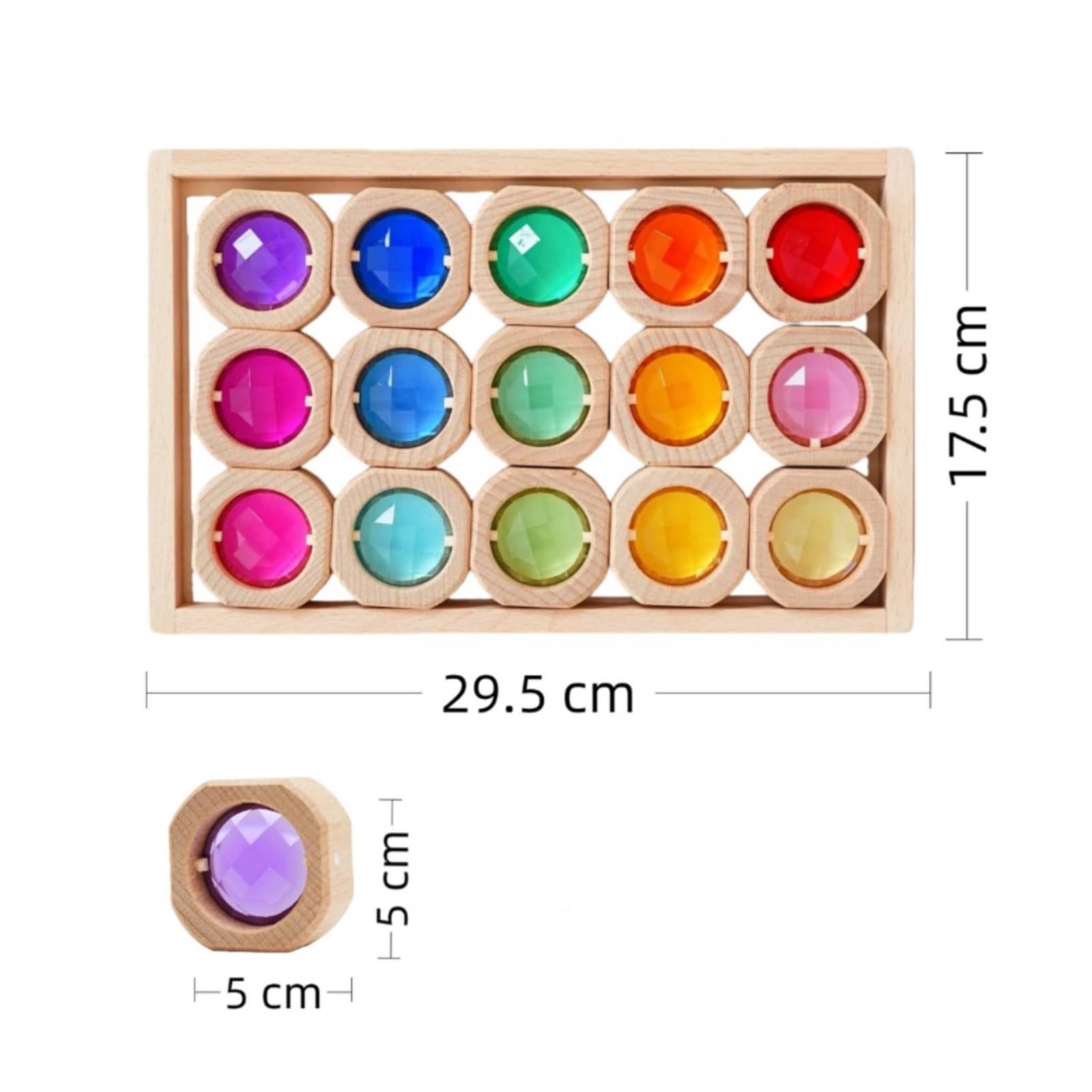 Kinder Bausteine Holzbausteine Acrylsteine Lernspielzeug Bauspiel Set aus Unbehandeltem Buchenholz mit Klaren Einsätzen für Lichtdurchlass Und