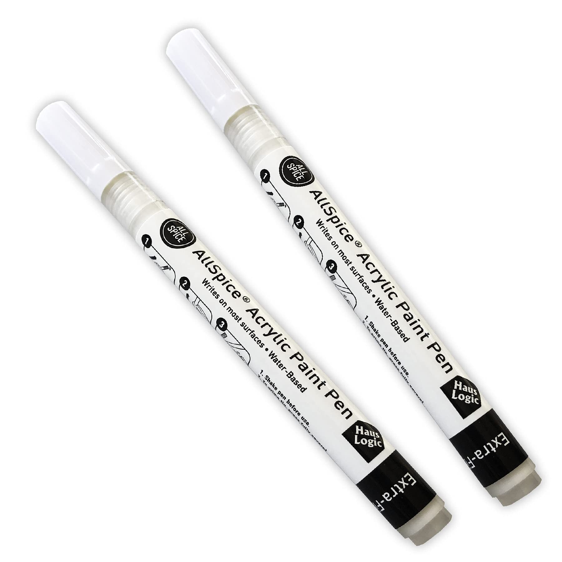 AllSpice Paint Pen, White, Extra-Fine Tipped (2-Pack)