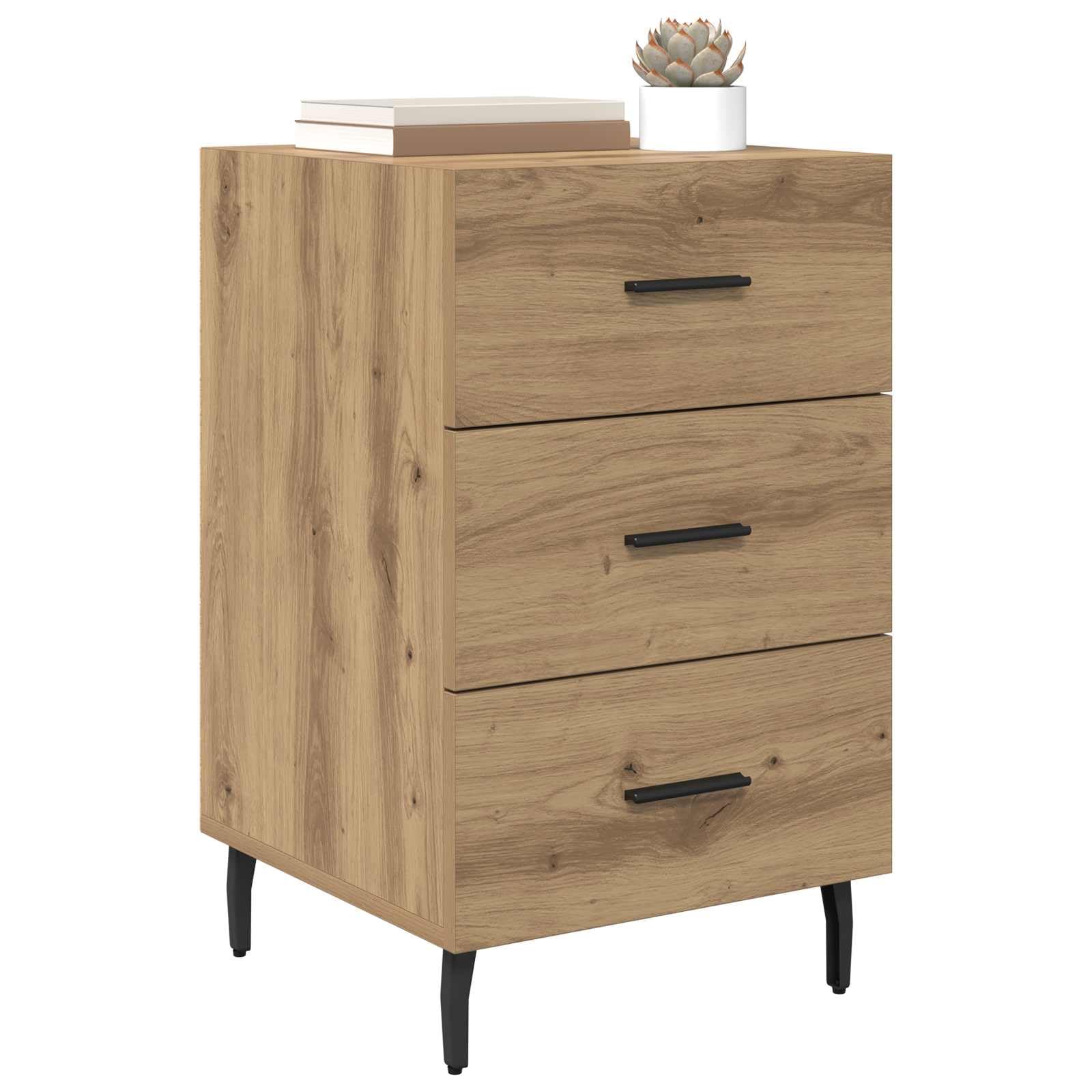 vidaXL Armario de Noche con cajón Roble Artesanal 40 x 40 x 66 cm, Mesita rústica, cabinetito Compacto, cajón de Almacenamiento, Mesa organizada, Muebles útiles