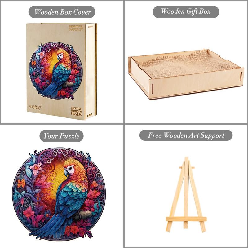 Fesselndes Holzpuzzle Für Erwachsene - Ahornblatt-Tiger Design Mit Einzigartigen Formen & Holzbox Für Stundenlangen Puzzlespaß