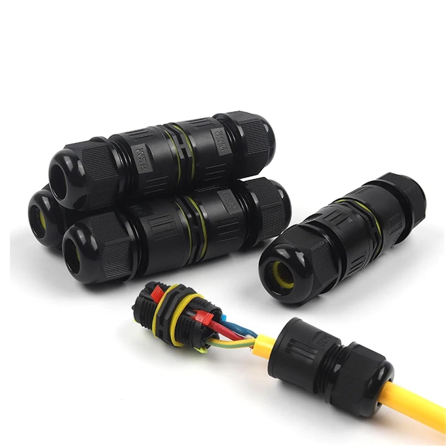 IP68 M25 Quick Wire Connector with Lever Connectors Spring Conductor Cable Outdoor Push-in Terminal Block 2/3/4/5 Pin 1Pcs(M25-5P 9-12mm)