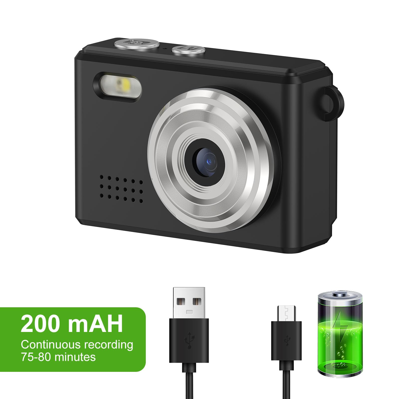Camera Compatta 1080p, Fotocamera Portachiavi, Foto da 12 Mp, con Display a LED, 6 Filtri, Luce a LED, Portachiavi per Viaggi, Studi, Registrazione (#1)