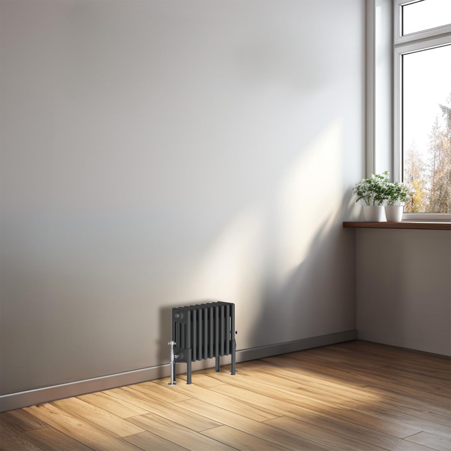 Nrg Anthracite 300X425mm Traditional Cast Iron Style Four Column Horizontal Radiator