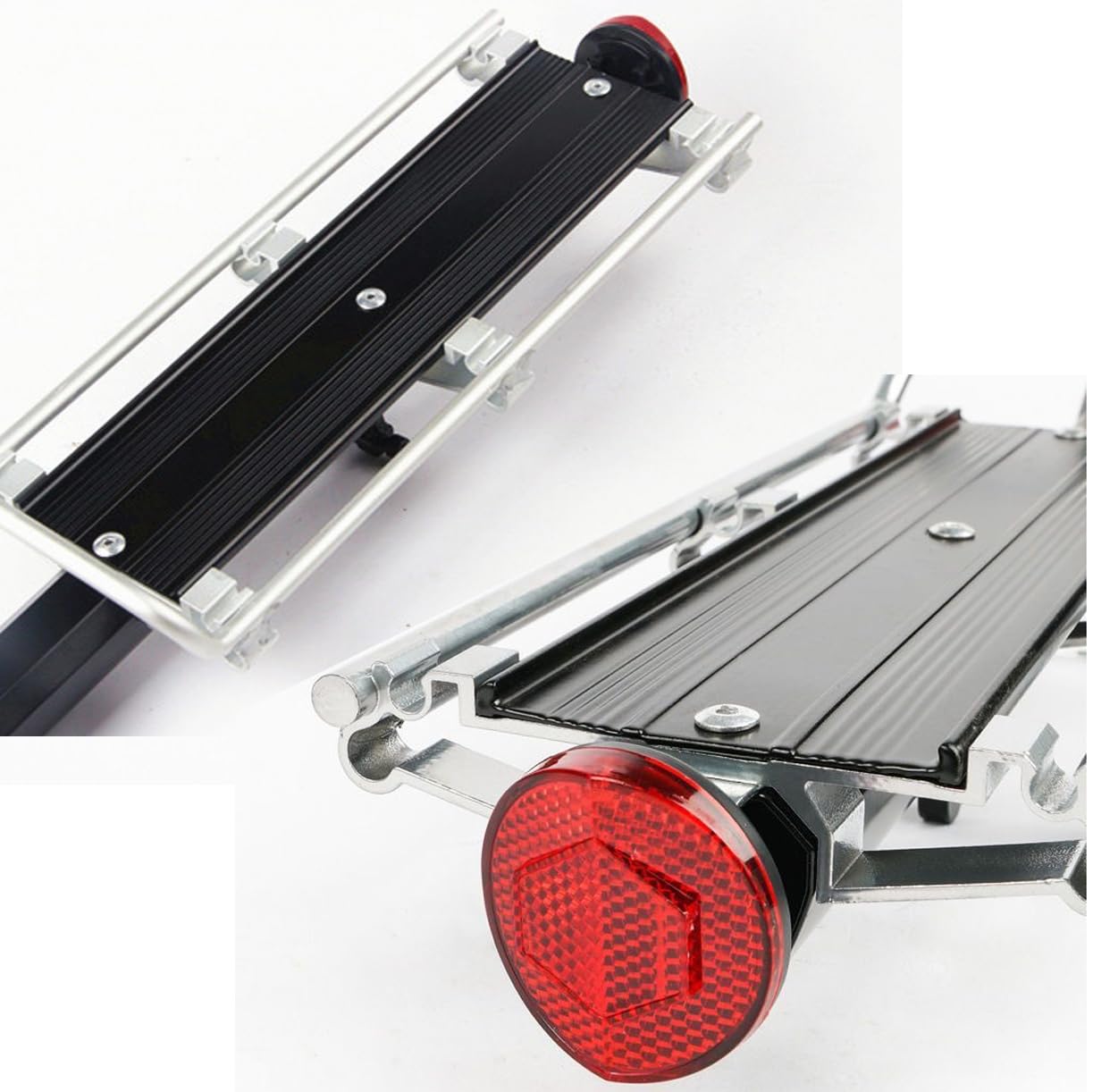 Chesoon Portabultos de Bicicleta Aleación de Aluminio Portabultos de Bicicleta con Guardabarros, Reflector y Correa Elástica Capacidad 20lbs/9kgs