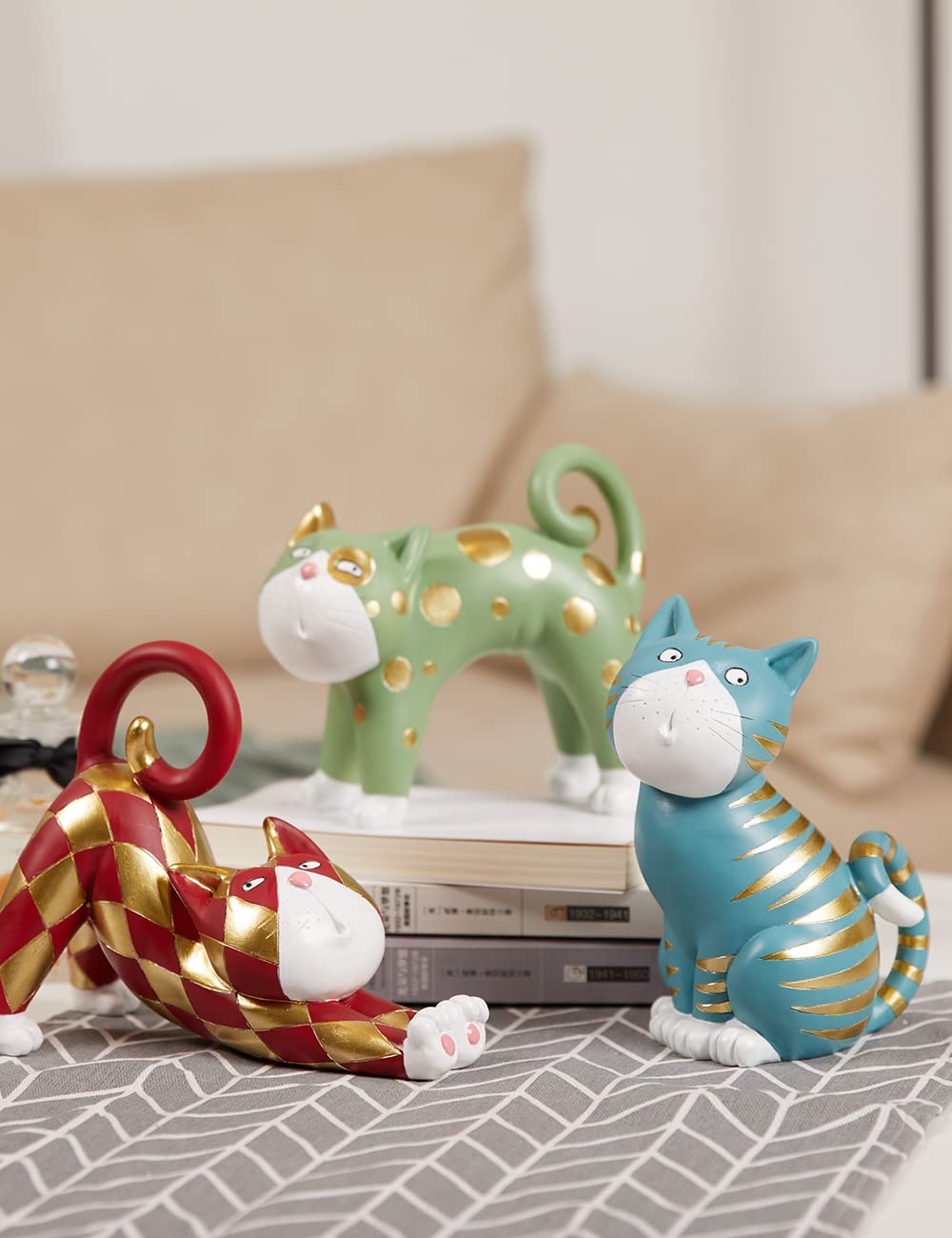SEINHIJO Figurine Chat Sculpture Animal Moderne Décor Intérieure Arts 17cm