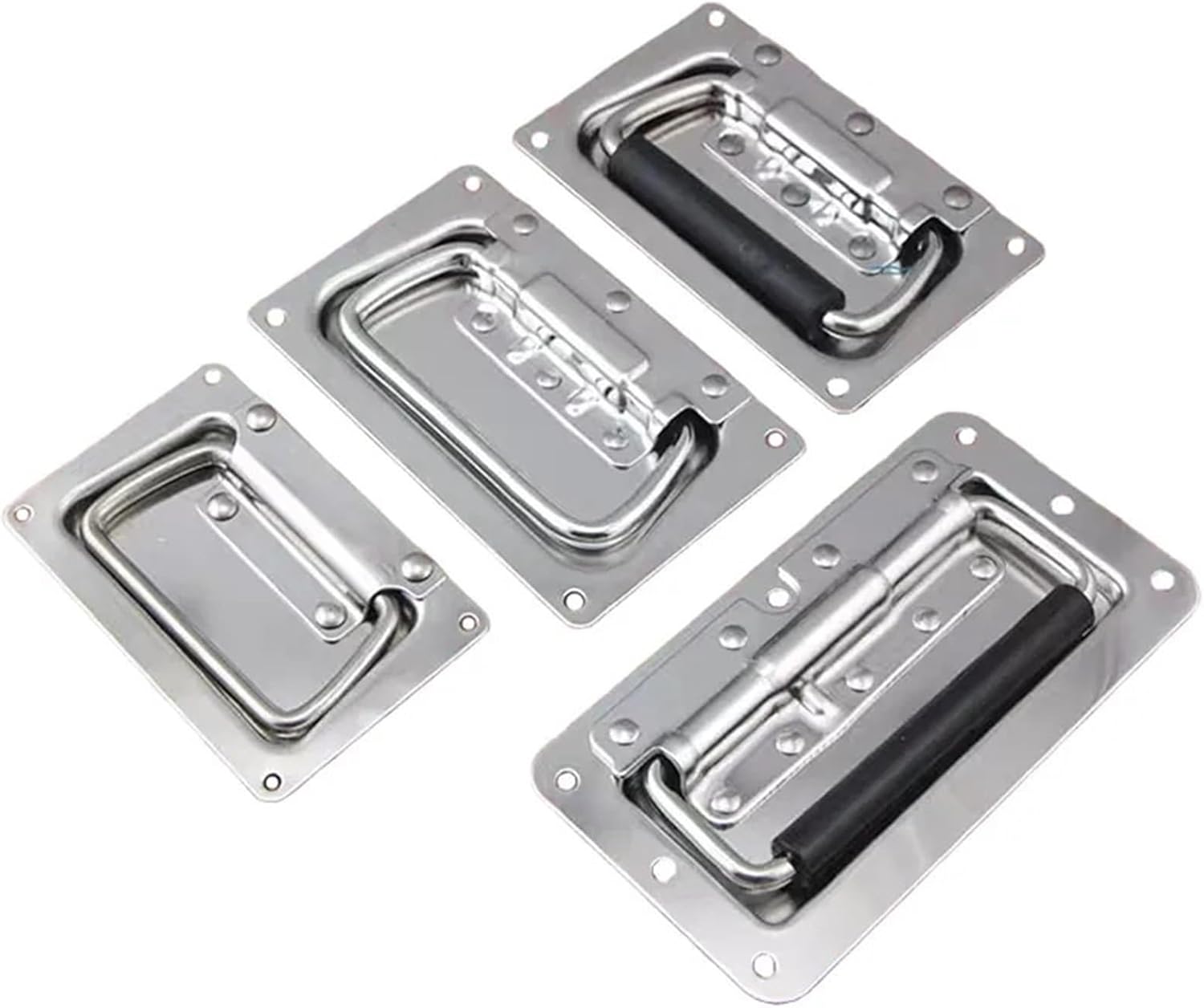 304 Stainless Steel Spring Loaded Handle Flush Mount Retractable for Industrial Cabinets 1Pcs(A 159x102mm)