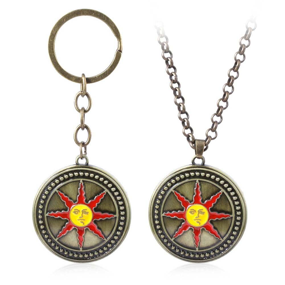 MayDee Darks Soul Sun Knight Solaires Pendant Keychain Necklace Set - Darks Soul Cosplay Accessories 2pcs