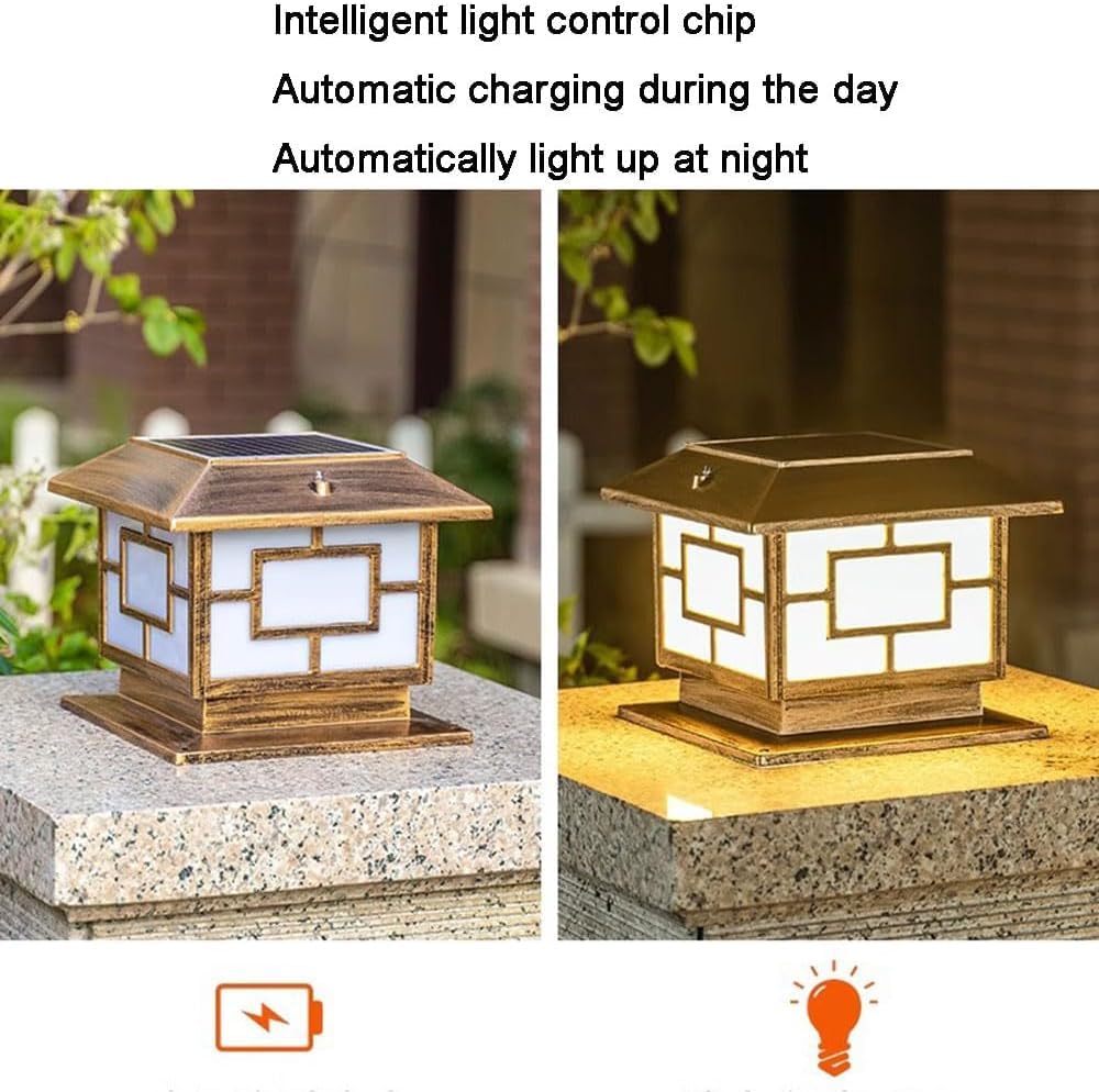 Solarne wodoodporne lampy słupkowe zewnętrzne oświetlenie ogrodzeniowe oświetlenie dekoracyjne willi oświetlenie krajobrazu oświetlenie tarasu ogród(Bronze,40CM)