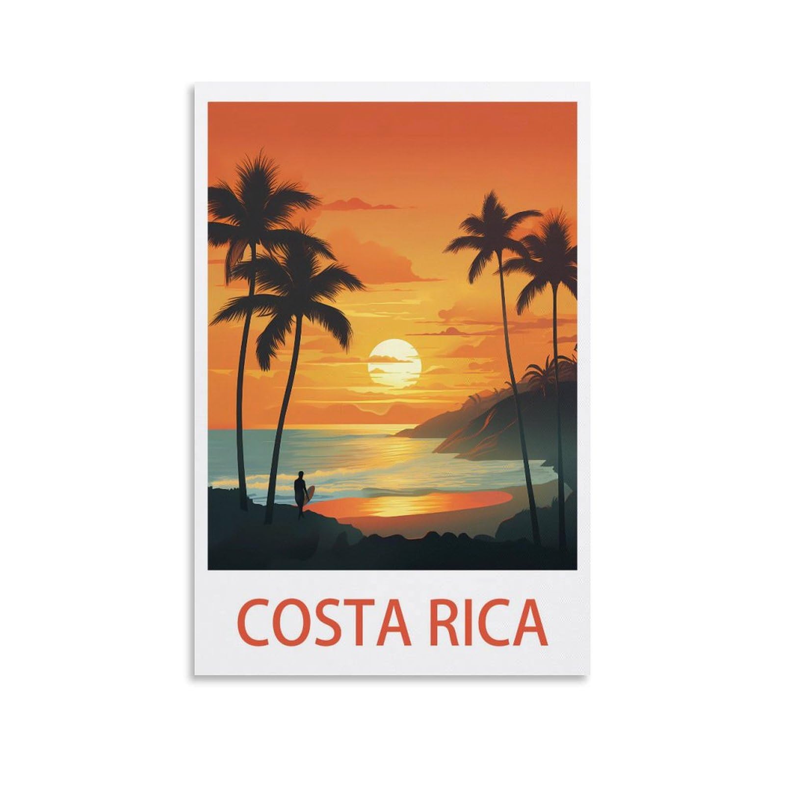 LHJOIUN Costa Rica Vintage Travel Posters Surf 12x18inch(30x45cm) Art Canvas Print For Living Room Bedroom Home Decoration Modern Art