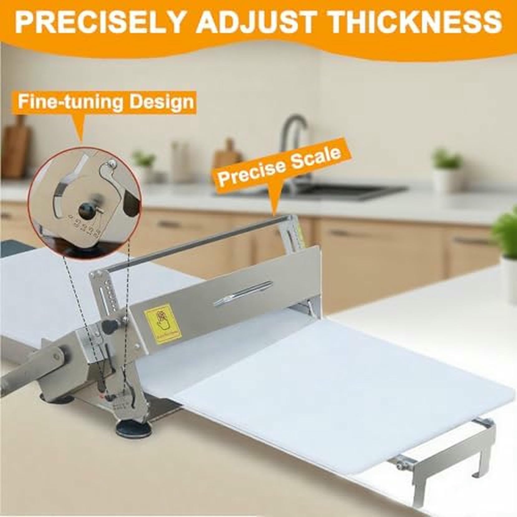 Laminadora De Masa Manual Compacta - Máquina De Rodillo De Acero Inoxidable Con Manivela, Espesor Ajustable Para Laminación De Masa De Hojaldre Y Croissant De Panadería, Diseño Plegable Portátil ~/