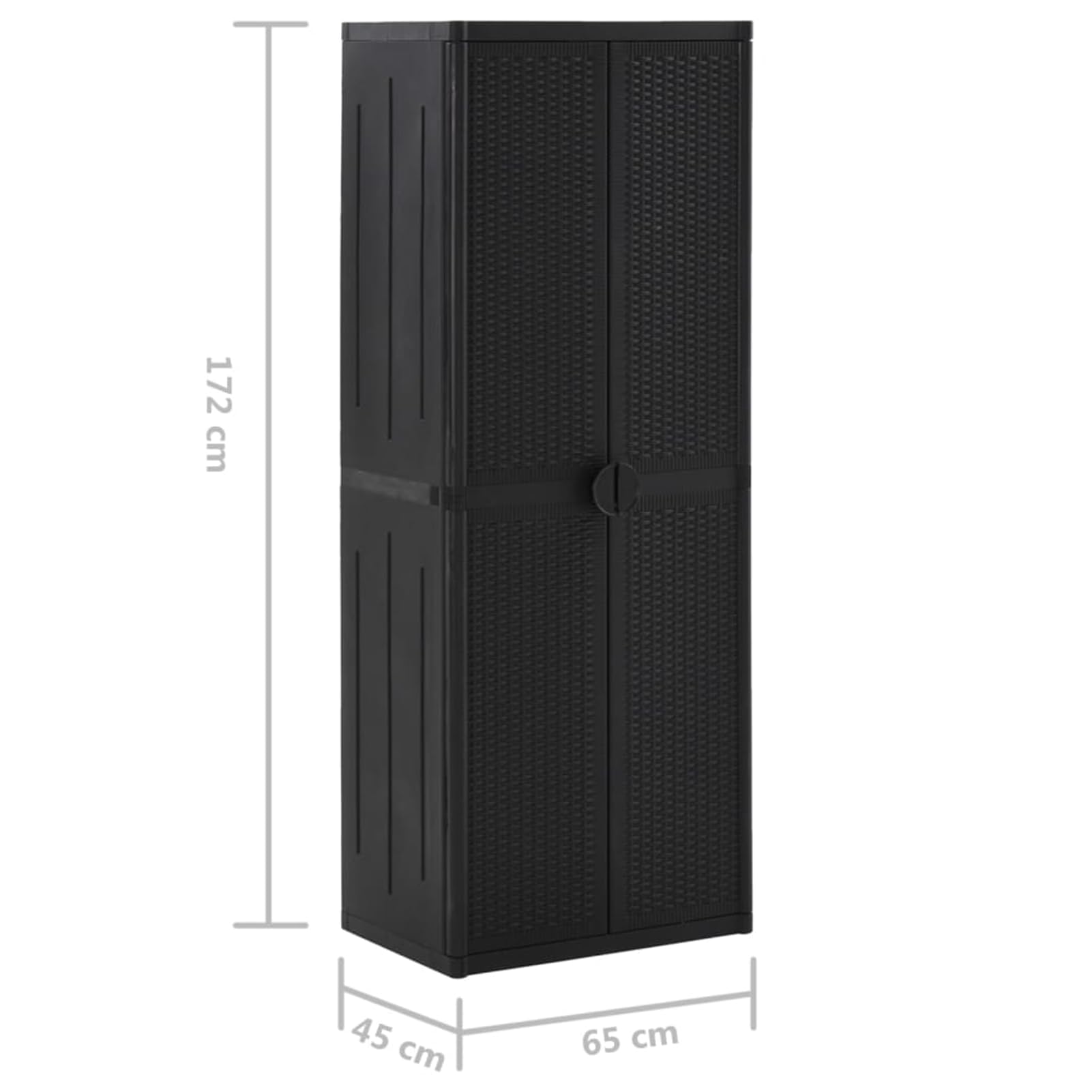 Homgoday Armario de polipropileno con soporte para escobas y 4 estantes, color negro, 65 x 45 x 172 cm Model151238