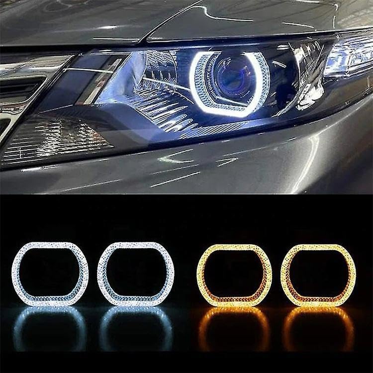Image of AutoBizarre 2Pcs 3 Inch LED Angel Eyes Halo Ring Headlight Shrouds Cover Mask 5D Crystal RGB DRL Lights with Mobile Application Control for All Cars, Vans, SUVs, etc (O)