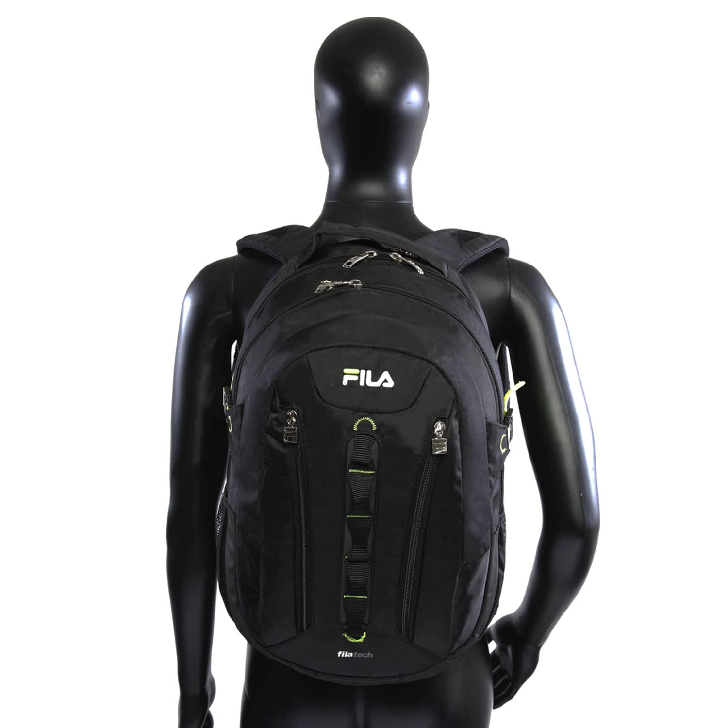 Fila Vertex Tablet and Laptop Backpack, Black/NEON, One Size
