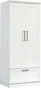 Sauder HomePlus Wardrobe/Storage Cabinet, Spacious Hidden Storage, Wardrobe Armoire, 29.1x20.9x71.2 - Soft White Finish